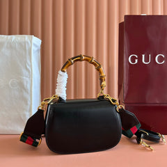 GUCCI BAMBOO MINI BAG 21 BLACK IN CALFSKIN GOLD HARDWARE