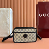 GUCCI MINI BAG 22 BLACK WITH INTERLOCKING G IN CANVAS