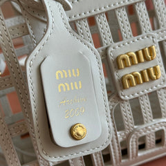 WOVEN HOLLOW BAG 24 IN WHITE CALFSKIN