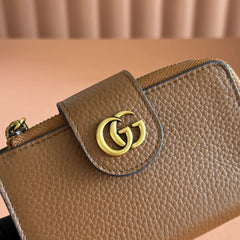 GG 25S MARMONT WALLET 13 IN BROWN CALFSKIN GOLD HARDWARE