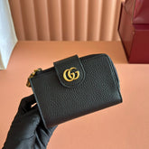 GG 25S MARMONT WALLET 13 IN BLACK CALFSKIN GOLD HARDWARE