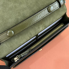 GUCCI 25S DIONYSUS WALLET ON CHAIN 20 IN GREEN GLOSSY CALFSKIN