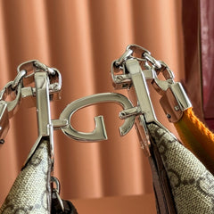 GUCCI 25S ATTACHE SHOULDER BAG 23 CM IN DARK BEIGE MIX BROWN CALFSKIN