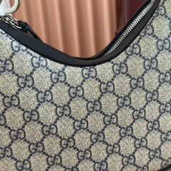 GUCCI 25S ATTACHE SHOULDER BAG 23 CM IN DARK BEIGE MIX BLACK CALFSKIN