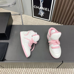 HIGH-TOP SNEAKERS IN WHITE MIX BABY PINK CALFSKIN