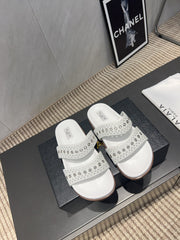 ALAIA DOUBLE-STRAP SANDALS 25S IN WHITE CALFSKIN