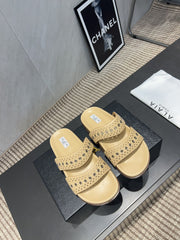 ALAIA DOUBLE-STRAP SANDALS 25S IN BEIGE CALFSKIN