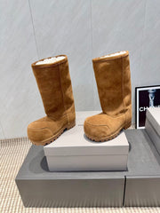 BALENCIAGA 25S BOOTS PLATFORM HEEL IN BROWN SUEDE STYLE 4