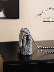 CHANEL 25S FLAP BAG 21 CM IN DARK GREY SEQUINED TWEED