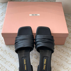 Women's Black Denim Slippers With Stylized Straps