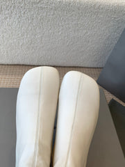 ANKLE BOOTS IN WHITE LOGO EMBOSSED SOFT SHEEPSKIN