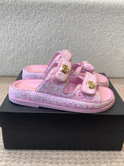 DAD SANDAL IN BRIGHT PINK FABRIC WITH SEQUINS MULE