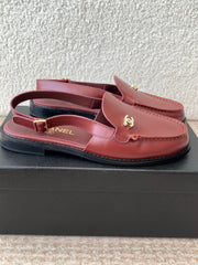 CC MOCCASIN SLINGBACK IN CURRANT RED CALFSKIN