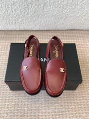 CC MOCCASIN SLINGBACK IN CURRANT RED CALFSKIN