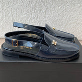 CC MOCCASIN SLINGBACK IN AEGEAN BLUE PATENT CALFSKIN