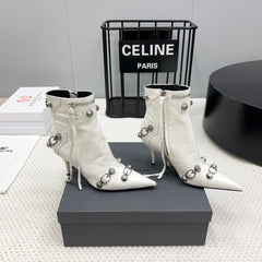 CAGOLE HIGH BOOTS IN WHITE LAMBSKIN