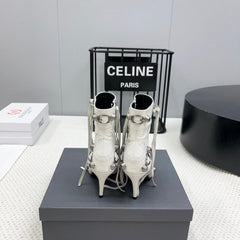 CAGOLE HIGH BOOTS IN WHITE LAMBSKIN