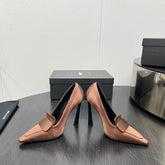 D'ORSAY PUMPS IN TOFFEE BROWN SILK
