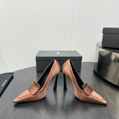 D'ORSAY PUMPS IN TOFFEE BROWN SILK