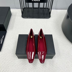 POPPY BALLET FLATS IN BURGUNDY RED GLOSSY LAMBSKIN