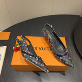 LV HIGH SLINGBACK LOGO PRINT 25S 55MM IN BLACK CALFSKIN