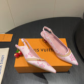 LV HIGH SLINGBACK LOGO PRINT 25S 55 MM IN LIGHT PINK CALFSKIN