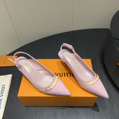 LV HIGH SLINGBACK 25S 55MM IN LIGHT PINK DENIM