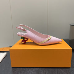 LV HIGH SLINGBACK 25S 55MM IN LIGHT PINK DENIM