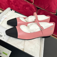 MARY JANE HOT PINK CALFSKIN AND BLACK SATIN