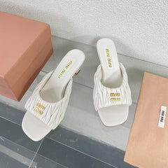 Women's Mid - Heel White Leather Stylized