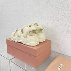 Roman Strap Thick-Soled Cream Sandals