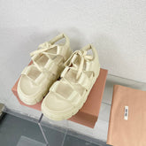 Roman Strap Thick-Soled Cream Sandals