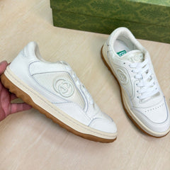 GG INTERLOCKING G SNEAKER WHITE BEIGE CALFSKIN AND FABRIC