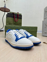 GG INTERLOCKING G SNEAKER BLUE WHITE CALFSKIN AND FABRIC