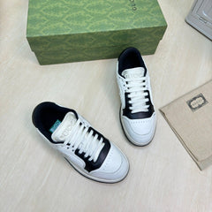 GG INTERLOCKING G SNEAKER BLACK WHITE CALFSKIN AND FABRIC