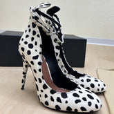 DECOLLETE PUMPS IN BLACK MIX WHITE DOTS HAIRCALF