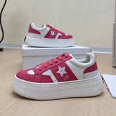 STAR PLATFORM SNEAKER IN WHITE MIX RED PINK CALFSKIN