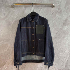 Loewe Pocket Leather Jacket Dark Blue Denim Cotton