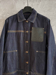 Loewe Pocket Leather Jacket Dark Blue Denim Cotton