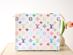 TOILETRY POUCH 25 IN WHITE MIX COLORFUL CALFSKIN