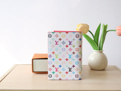 DOLL PASSPORT WALLET IN WHITE MIX COLORFUL CALFSKIN