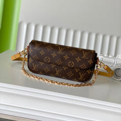 WALLET ON CHAIN IVY 23.5 IN BROWN MONOGRAM CANVAS GOLD LOCK