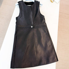 HERMES 25S LEATHER-BUCKLE WAIST VEST DRESS 120