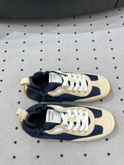 TRAIL SNEAKER IN IVORY TAN MIX SPACE BLUE SUEDE