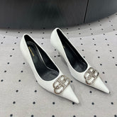 HEELED PUMPS 65 MM IN WHITE GLOSSY CALFSKIN SILVER HARDWARE