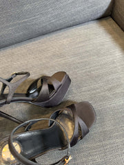 DEBBIE PLATFORM SANDALS IN BLACK SATIN