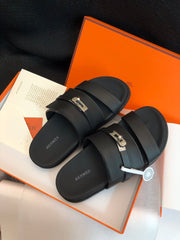 GABRIEL SANDAL MULE IN BLACK CALFSKIN