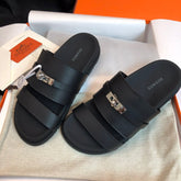 GABRIEL SANDAL MULE IN BLACK CALFSKIN