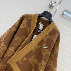 MAX MARA 25S FRINGED KNIT CAPE 165