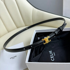 MINI TRIOMPHE BELT 13 MM BLACK LEATHER GOLD HARDWARE